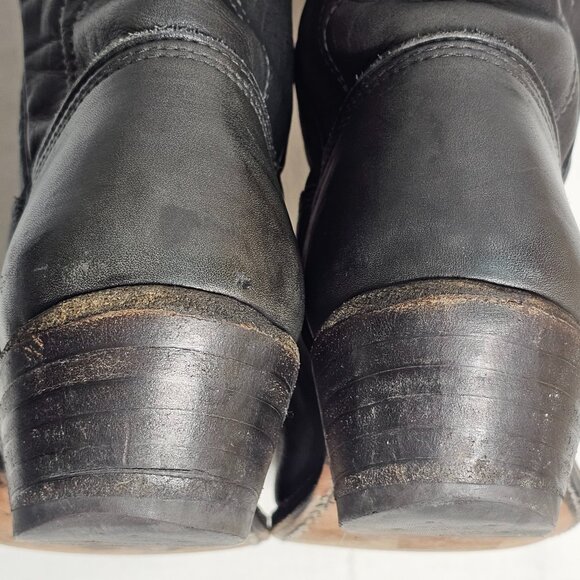 Stewart Boot Co 1977 VTG Hand Made Black Cowhide Leather Cowboy Boots Mens 8.5EE - Picture 12 of 14